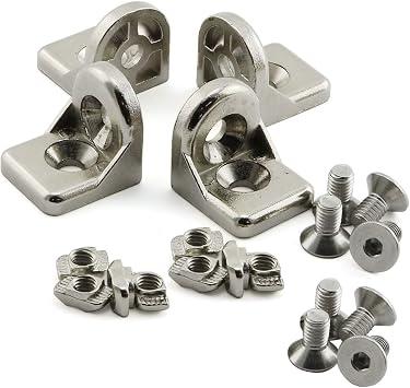 Angle Arbitrary Bracket Set,Round Corner L Connector Fasten Connector for 2020 Series Standard 6mm Slot Aluminum Profile