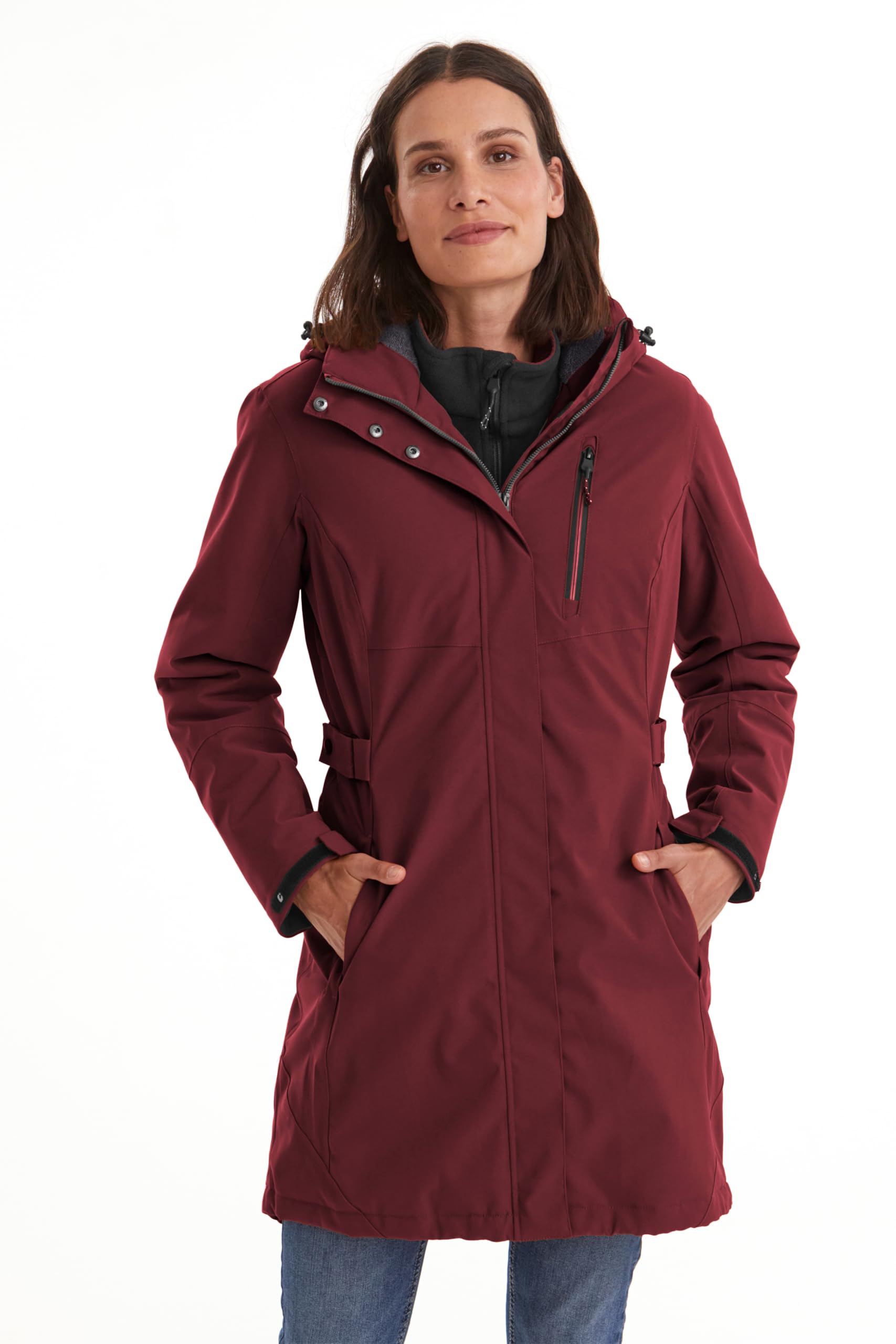 Killtec Damen Funktionsparka/Parka mit abzippbarer Kapuze KOW 165 WMN PRK, weinrot, 54, 37726-000