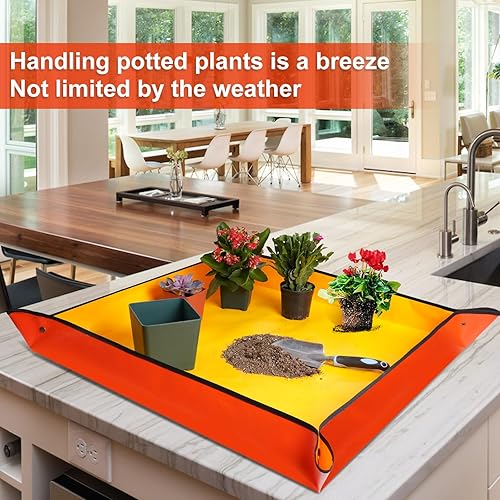 Miniatura 3 de HNXTYAOB Tapete de trasplante extra grande para plantas de interior y suculentas, bandeja portátil para macetas, tapete de jardinería reutilizable,