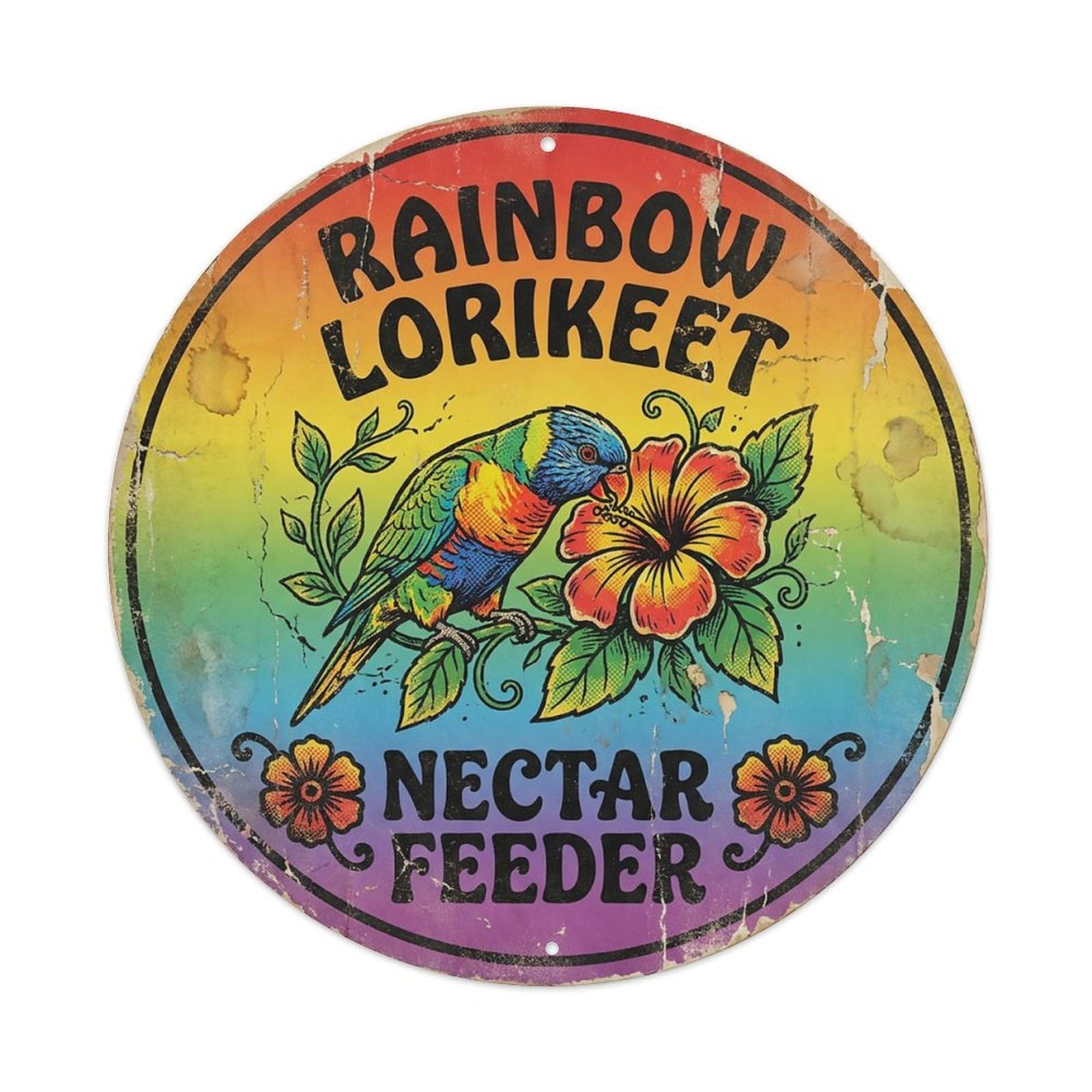 Cxhjca 8X8inch(20X20cm) Rainbow Lorikeet Nectar Feeder Metal Tin Sign