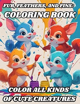Fur, Feathers, and Fins Animals Coloring Book Color All Kinds of Cute Creatures Animals Coloring Books for Kids   Fun & Creative Animal World Series by PR Publication