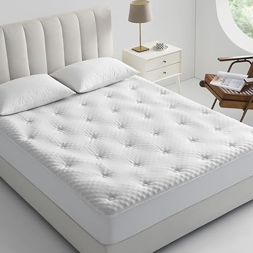 QUIETSEA Cubrecolchón reversible de bambú California King, espuma viscoelástica, cubrecolchón de caja de huevos Cal King, funda de colchón