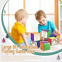 Vista 7 de Yilloog 4 piezas de dados grandes de espuma con bolsillos, para hacer tú mismo, educación, jugar, cubos de dados suaves, aprendizaje y enseñanza
