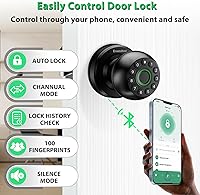 Vista 7 de Manija de puerta inteligente con cerradura de huella dactilar 4-en-1, entrada sin llave (huella dactilar/aplicación/código/llave), puerta biométrica