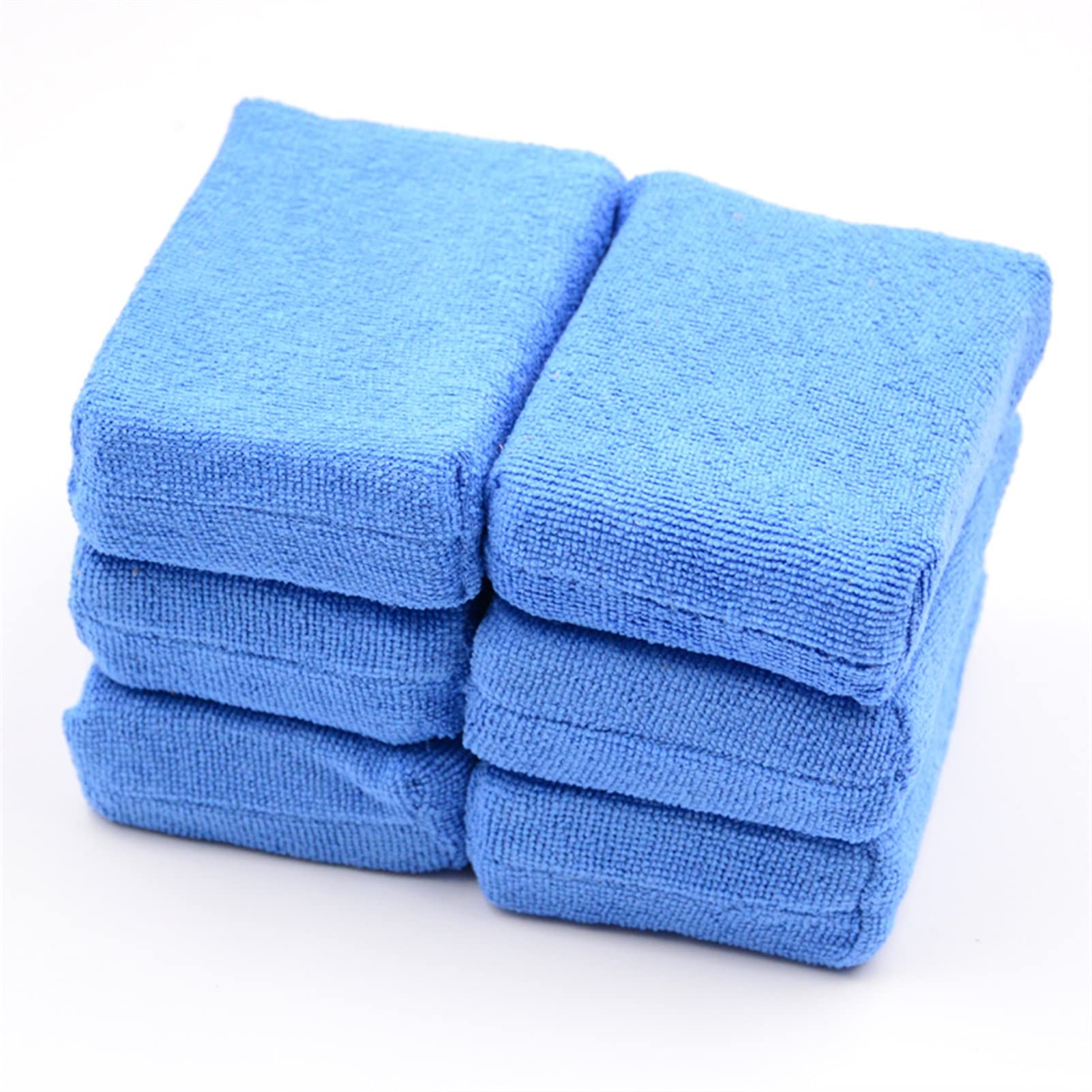 TRUSTTWO 6pcs Cuidado de Pintura for automóviles Premium Grado Microfibra Aplicadores Sponges Paños Microfibra Cera Pulido Detalle Detalles Lave Azul The New