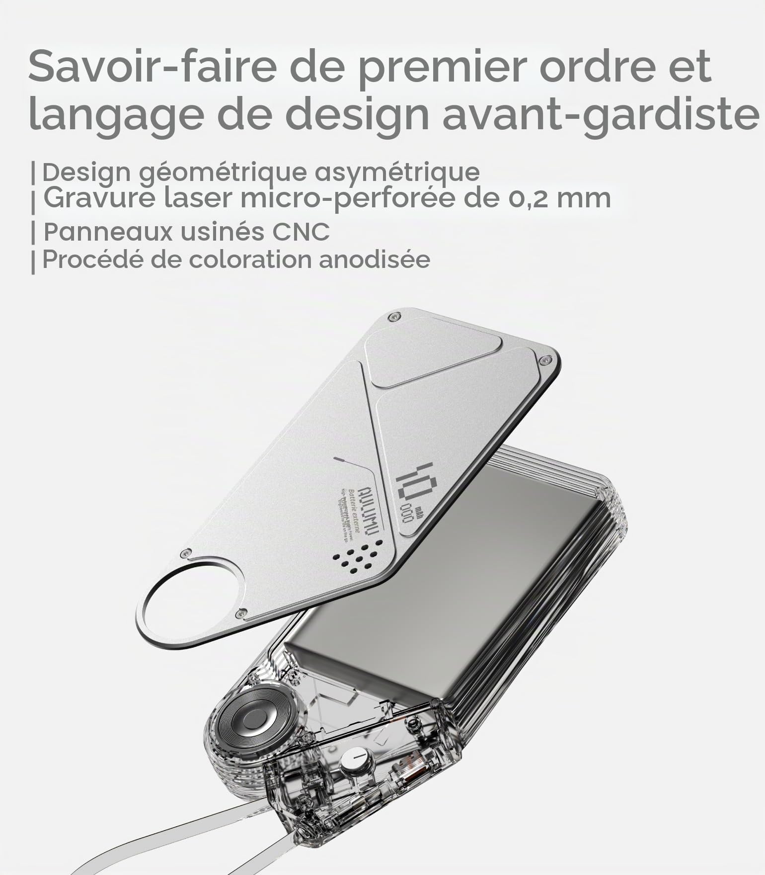 Aulumu M10 Batterie Externe Magsafe, 10000mAh Chargeur Portable | Câble Rétractable Intégré Batterie Externe Magnétique | Compatible avec iPhone 17/16, MacBook, Samsung, Apple Watch, Etc