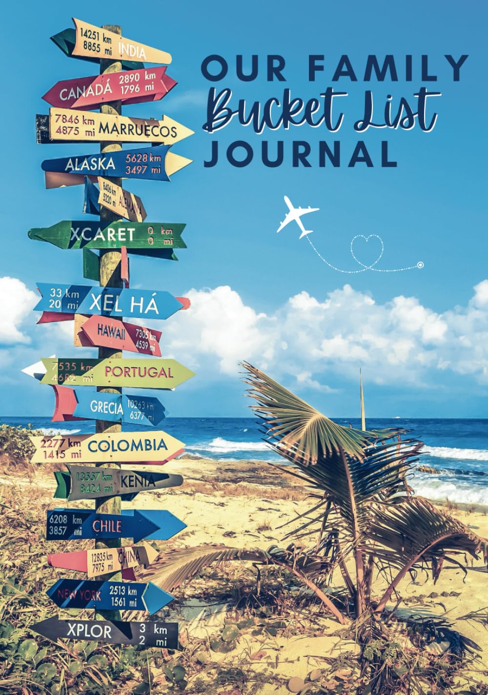 バケットリストファミリートラベルブックジャーナル:キッズサインオンビーチ用トラベルアドベンチャーノート