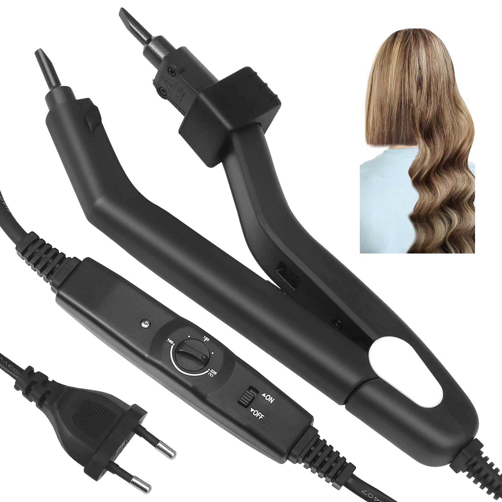 Fer à Extensions de Cheveux à Chaleur de Fusion Professionnel Connecteur de Fer Ajustement de Température de 210°F à 390°F Outil de Pince d'Extension pour le Collage de Cheveux MINENICE