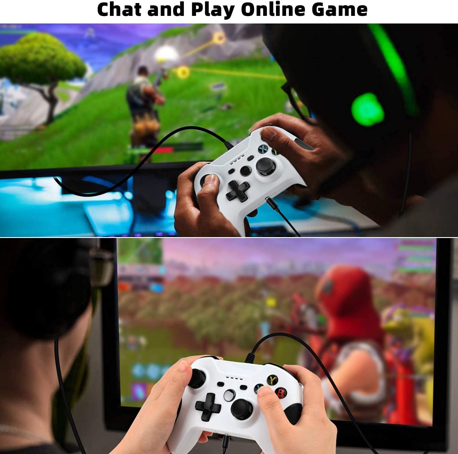 TechKen Wired Controller for Xbox one, USB Wired Game Controllers Gamepad with Dual Vibration and Headset Jack Compatible with Xbox One/PC (White) (Renewed)