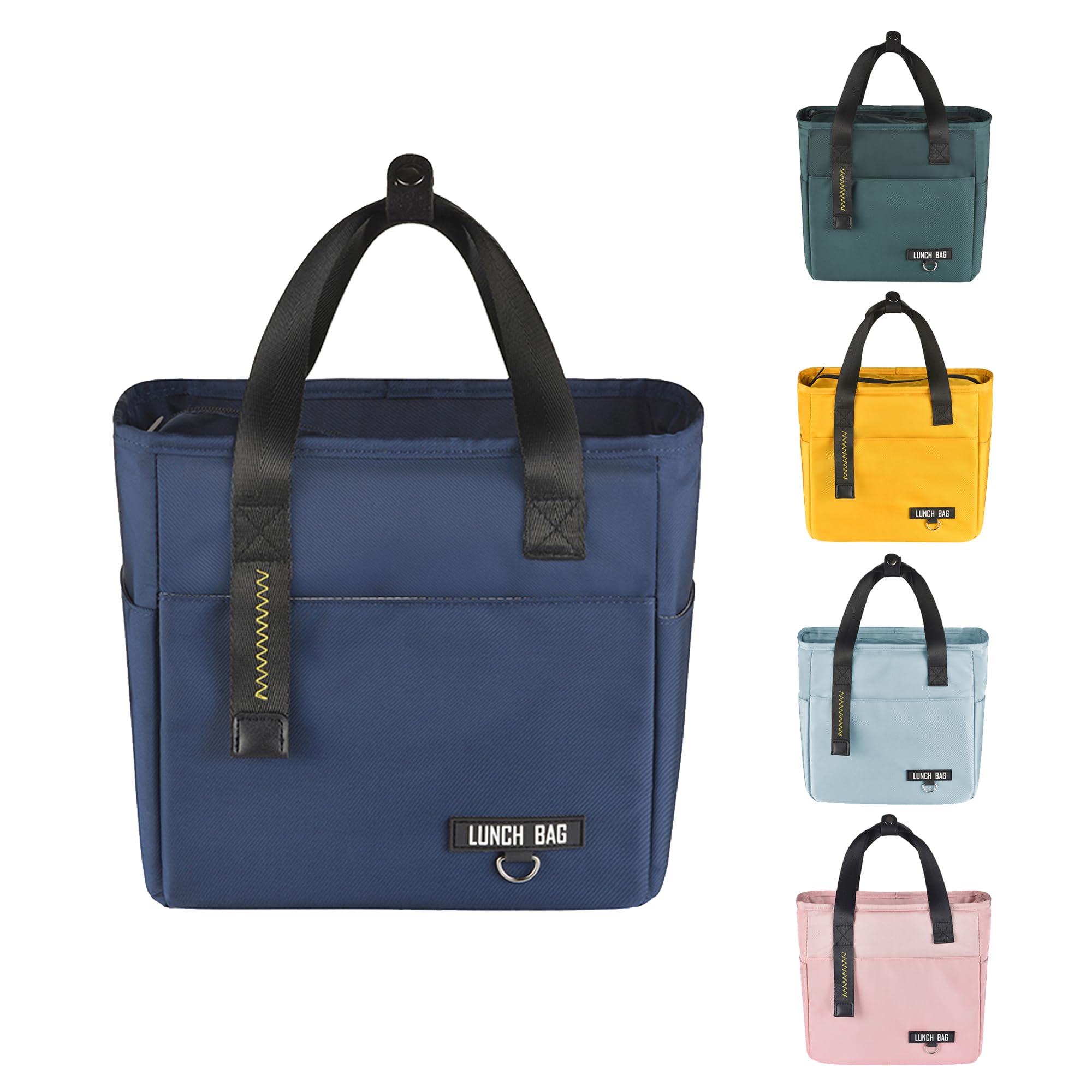 INNKGLE Insulated Lunch Bag -Navy Blue- Leakproof PEVA Liner, Triple-Layer Thermal Insulation, Large Opening