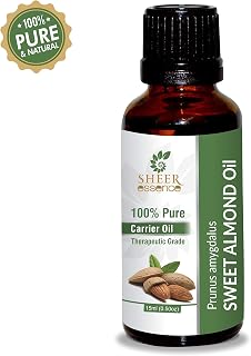 Sweet Almond Oil -(Prunus Amygdalus)- Carrier Oil 100% Pure Natural Undiluted Uncut Therapeutic Grade Oil 0.33 FL.OZ