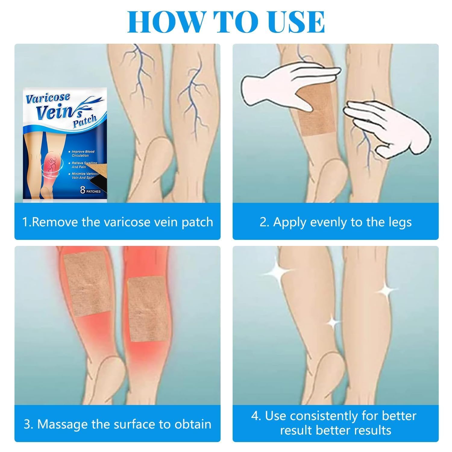 Parches para Piernas, 8 Piezas