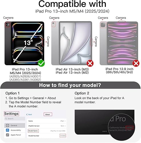 Miniatura 2 de JETech Funda transparente para iPad Pro de 13 pulgadas M5/M4 (2025/2024), antiamarilleamiento, transparente, a prueba de golpes, delgada, con parte