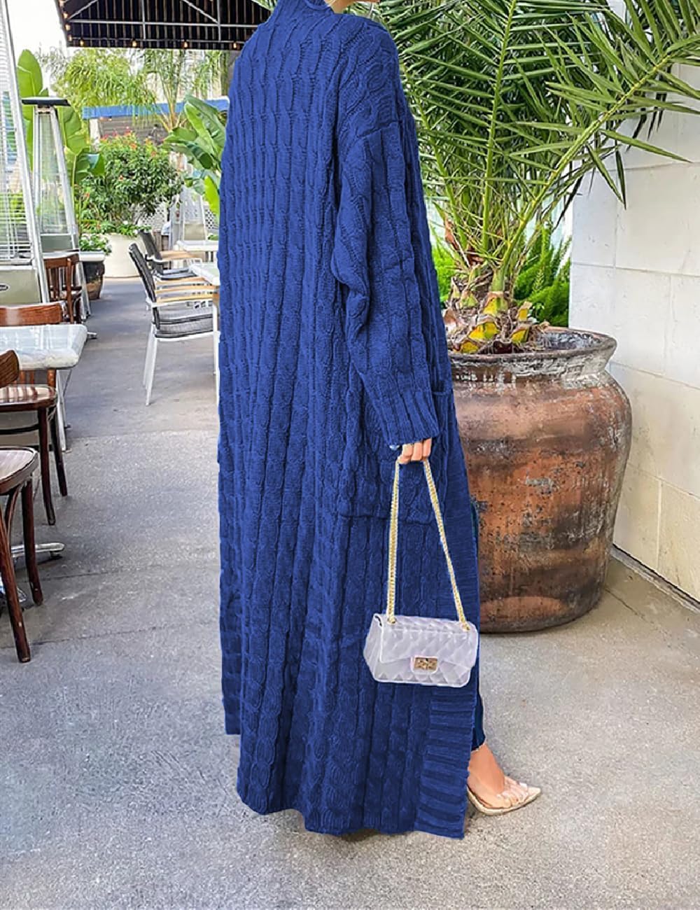 A ADILACA Women's Thin Type Stylish Cable Knit Cardigan with 2-Pockets, Women's Extra Long Ankle Length Sweater - Image 4