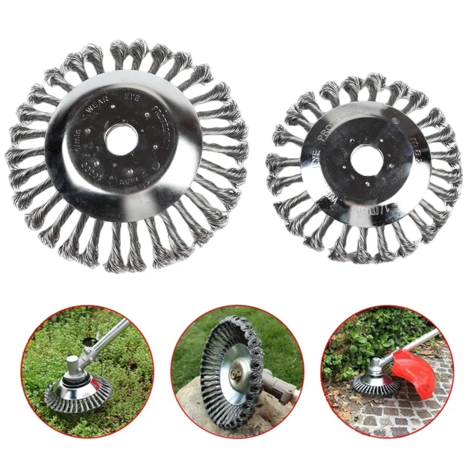 Cabezal desbrozadora de malezas de 6/8 Pulgadas, Cabezal de cortacésped Universal, Cepillo de Rueda de Alambre, Cabezal recortador de jardín, 1 Unidad(8 Inch Trimmer Head)