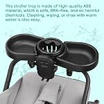 Universal Stroller Snack Tray, 4 in 1 Stroller Tray Attachment with Cups Phone Holder for Baby Toddler Stroller, 360° Rotation Universal Tray Compatible with Uppababy, Baby Jogger, etc | with Cups Phone Holder for Toddler Stroller, 360° Rotation Univ