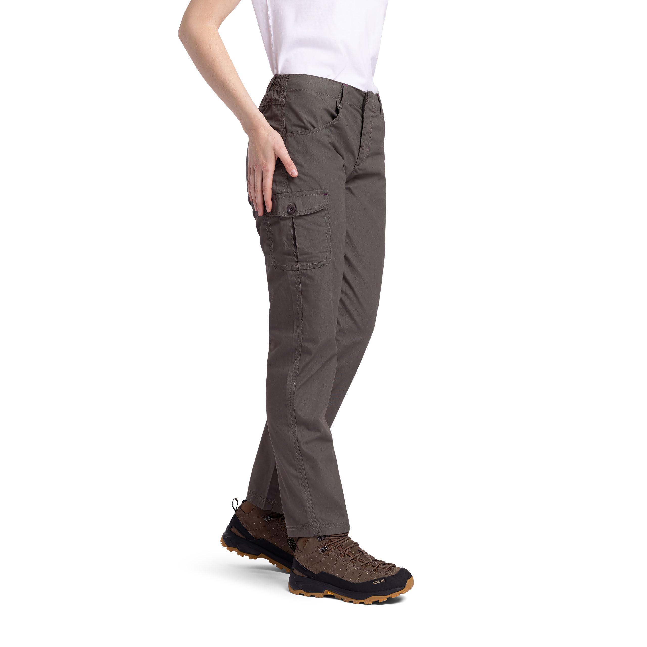 Trespass Women's Black/Grey Rambler Solid Patterned Straight Cargo Trousers  14/30In 14 L