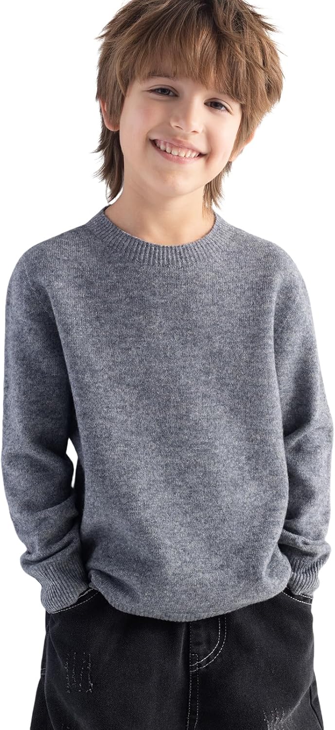 Chanyarn Boys and Girls 100% Merino Wool Sweater Fall Winter First-Line Ready to Wear Crewneck Long Sleeve Seamless Sweater