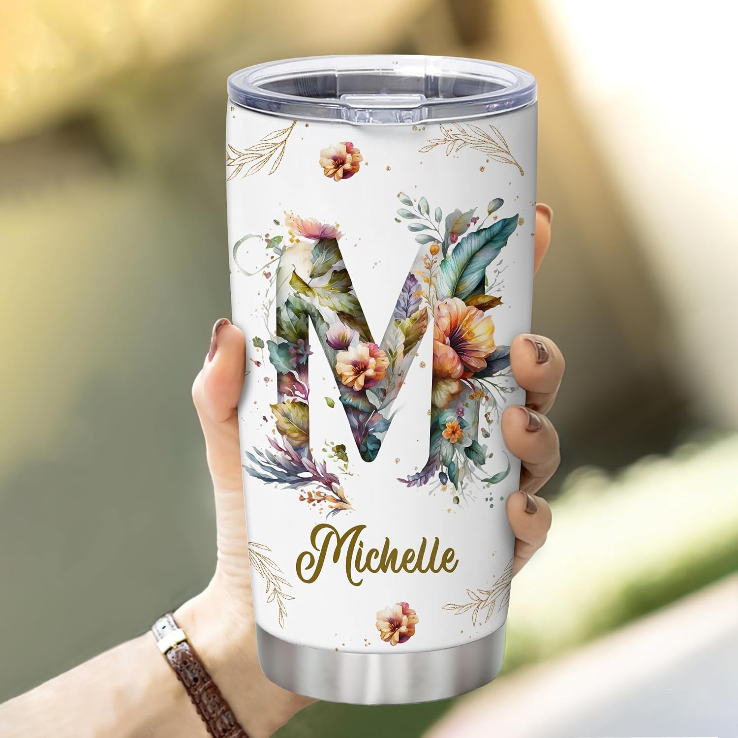 Hyturtle Personalized Initial A-Z Tumbler With Name - Sometimes You Forget You're Awesome- Motivational Christmas Gifts for Women- Appreciation Thank You Gifts- Letter M 20oz Stainless Steel Tumbler