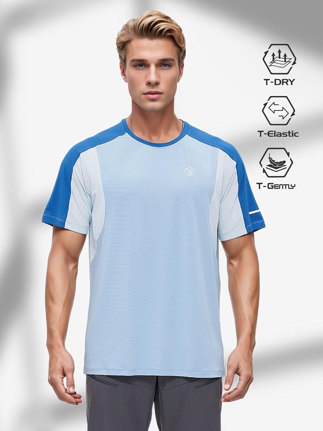 Men's Running T-Shirts Quick Dry Lightweight Short-Sleeve Sports Gym Tee Tops Performance Activewear
