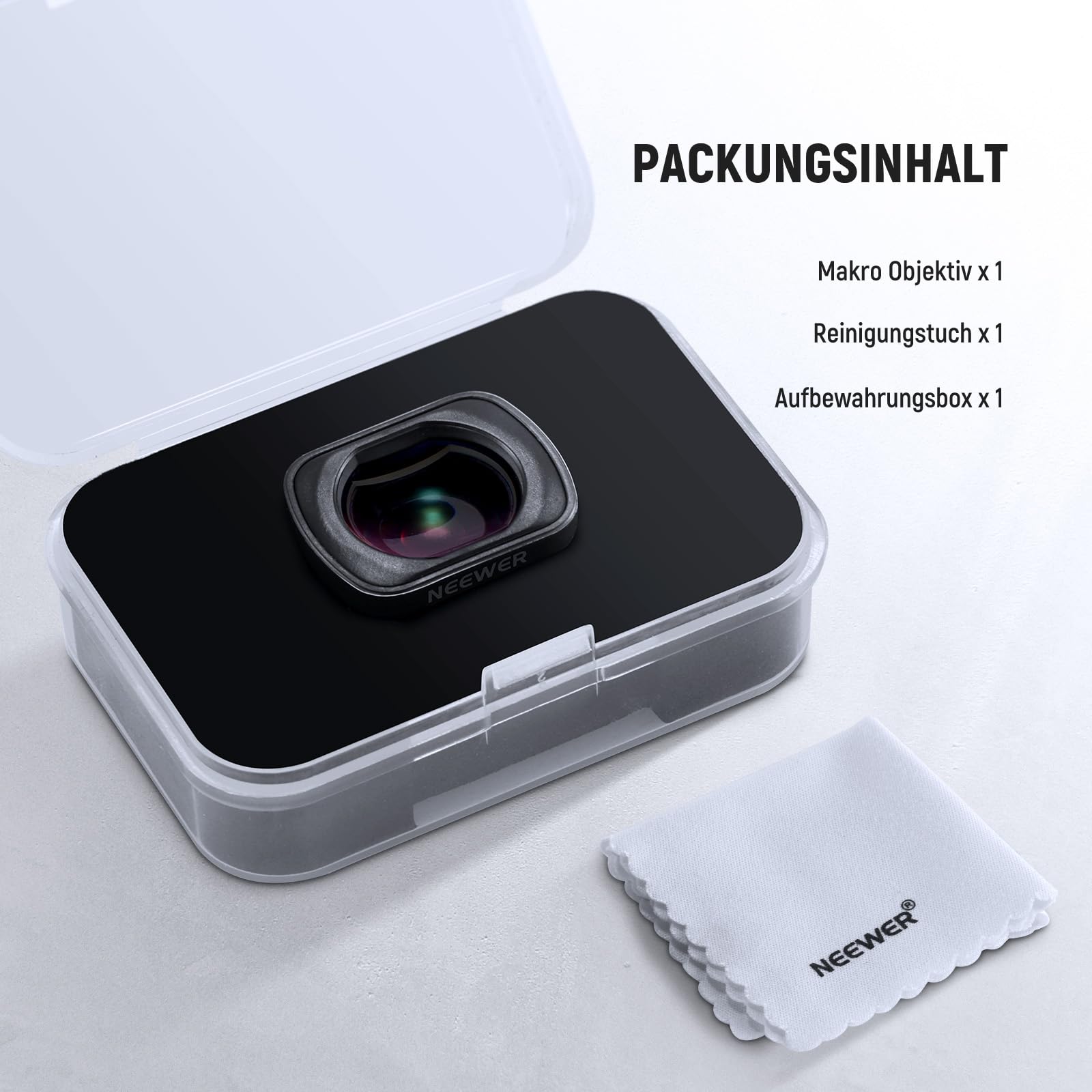 NEEWER 2x Makroobjektiv kompatibel mit DJI Osmo Pocket 3 / Pocket 4 / Xtra Muse, HD Makroobjektiv mit 3 Linsen in 3 Gruppen und Magnetbefestigung, Filter nicht stapeln, LS-64