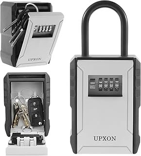 Key Lock Box, UPXON Large Capacity Key Storage Box with Resettable Code, 4 Digit Combination Lock Box for Keys, Waterproof Wall Mount Key Box for Home, Hotels, Airbnb and Schools 1 Pack