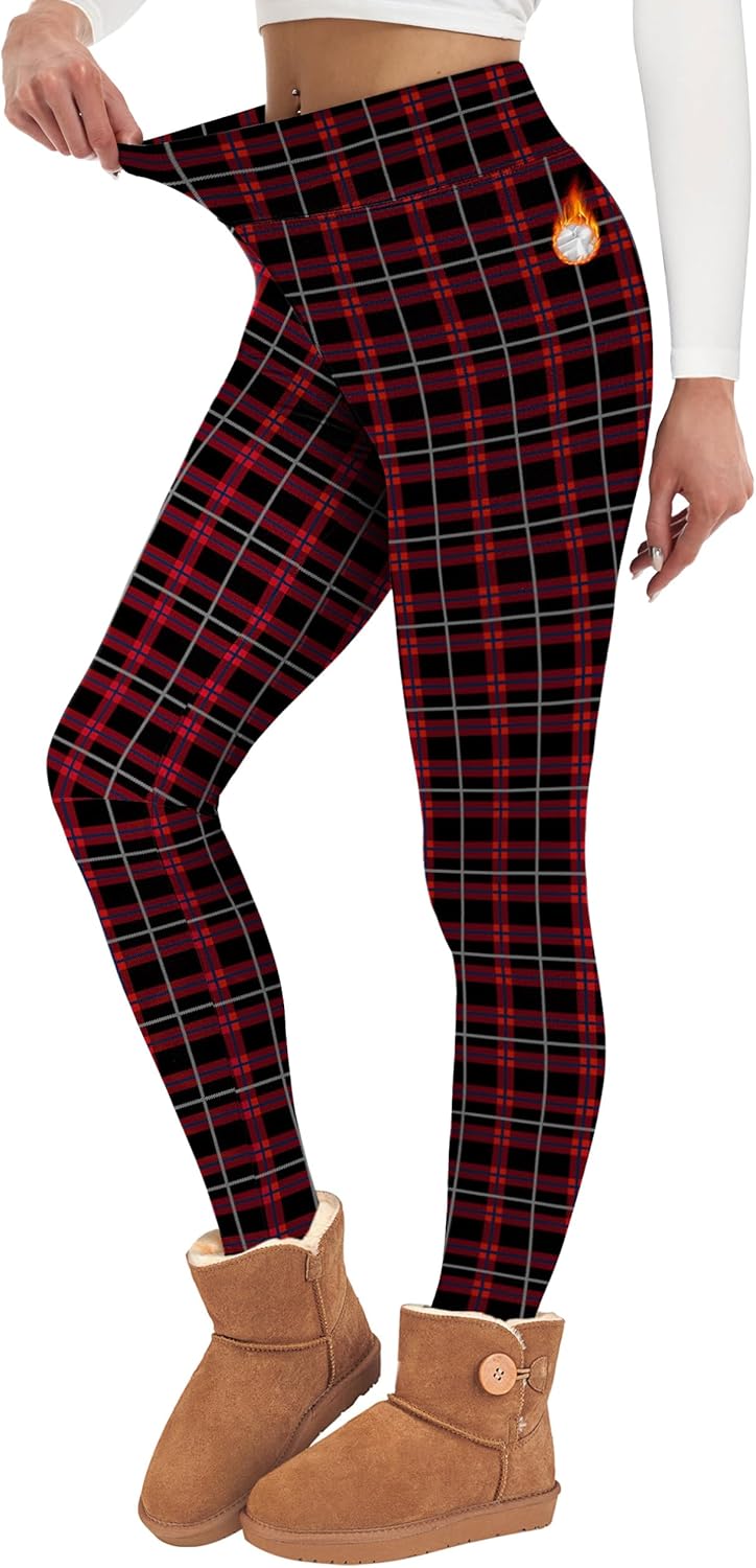 Alaroo Fleece Lined Leggings Women Fall Winter Thermal Warm Elastic High Waisted Tummy Control Workout Yoga Pants