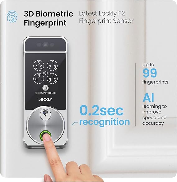Lockly Visage Zeno Series Smart Lock, Facial Recognition & Fingerprint Keyless Entry Door Lock and Lockly Door Knob Set Round Ball Style Passage Doorknob