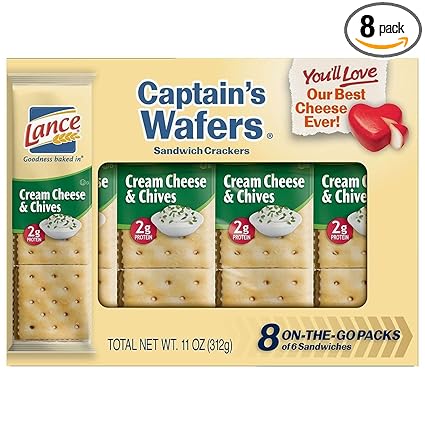 Lance Sandwich Crackers Captain S Wafers Cream Cheese And Chives 8 Ct Box Lance Sandwich Crackers Captain S Wafers Cream Cheese And Chives 8 Ct Box