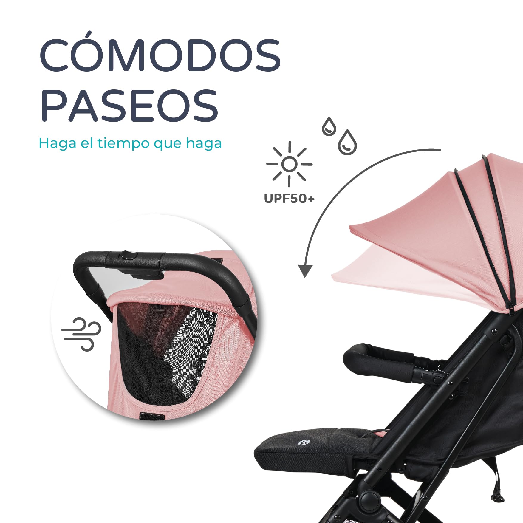 MS BabyWorld – Keo + Colchoneta – Silla de paseo ligera hasta 22 kg | Colchoneta reversible | Capota extensible | Plegado tipo libro | Ruedas grandes | Ultraligera y compacta