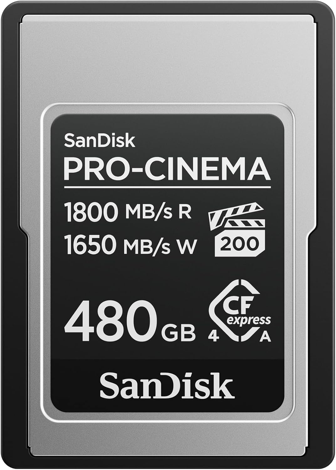 SanDisk PRO-Cinema CFexpress 480GB Type-A Memory Card (Read up to 1800MB/s, Write up to 1650MB/s, 4K, 6K, 8K, VPG200)