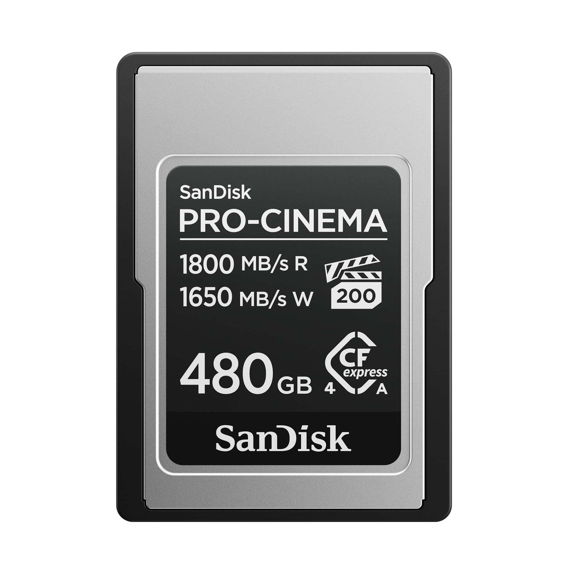 SanDisk PRO-Cinema CFexpress Type-A-Speicherkarte 480 GB (Lesen bis zu 1.800 MB/s, Schreiben bis zu 1.650 MB/s, 4K, 6K, 8K, VPG200)