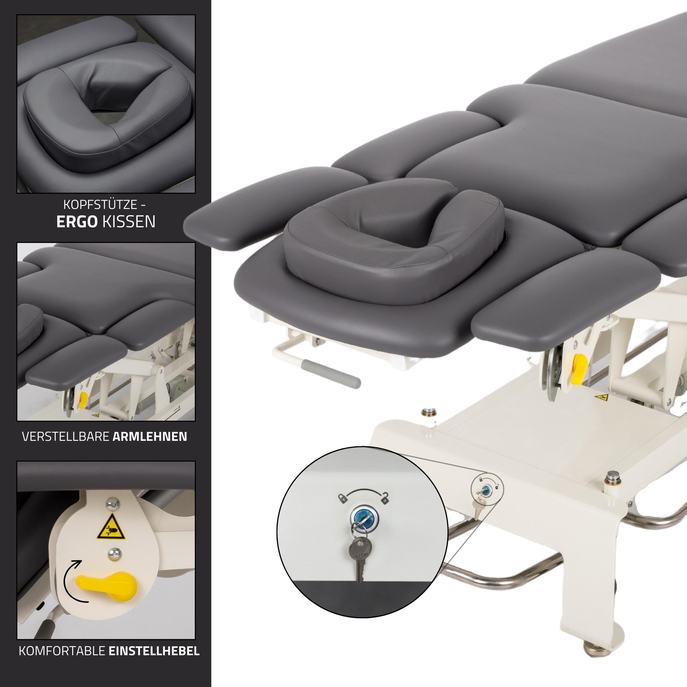 HABYS Evero X7 Ergo | Elektrische Massageliege Behandlungsliege Therapieliege Massagebank Kosmetikliege | Höhenverstellbar 198 x 68cm | Elektrisch | 7-Segmente | MDR-Zertifizieriung | Grau
