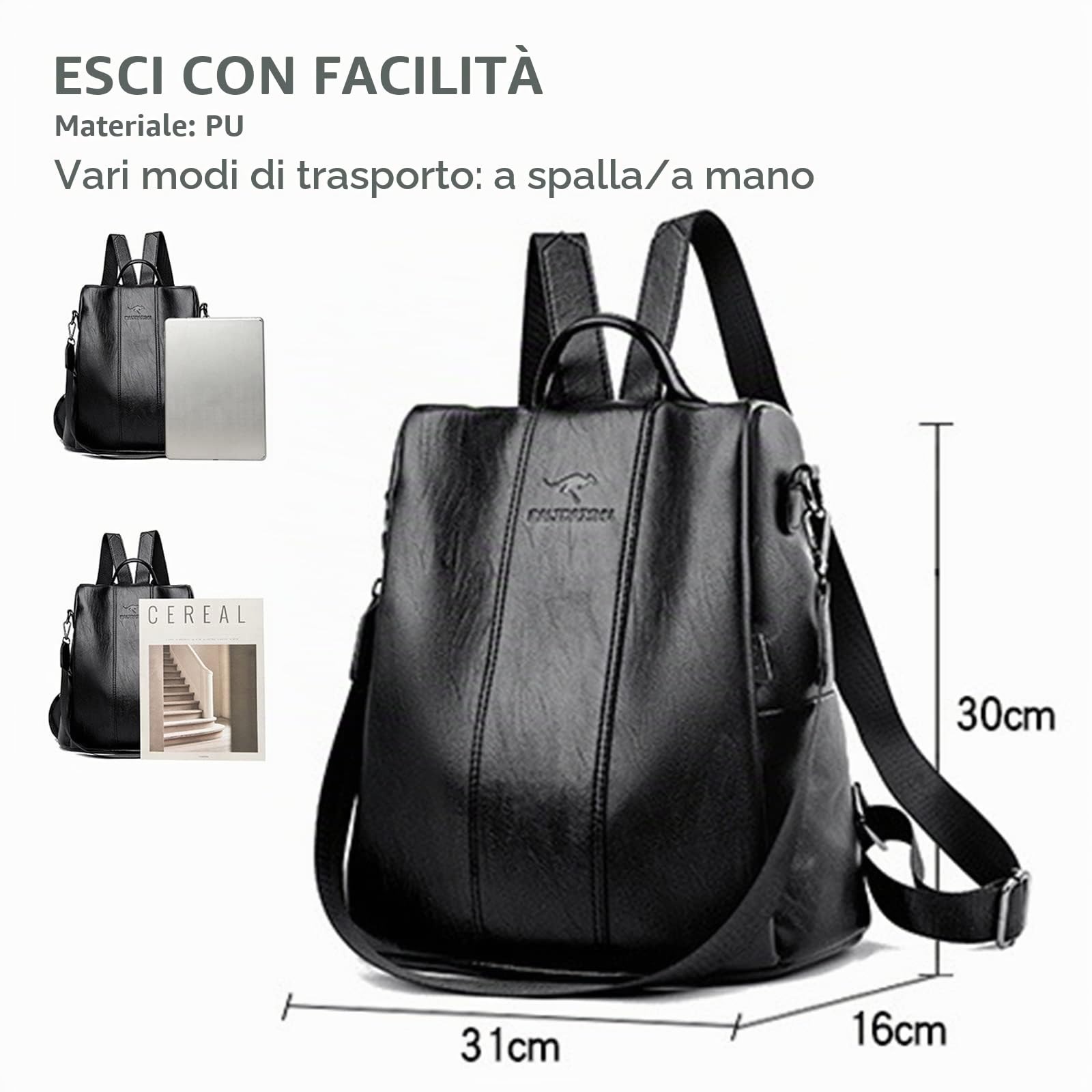 NICOLE & DORIS Zaino Donna Grande Zaino Antifurto Pelle PU Zainetto Donna Tracolla Zainetti Leggero Borsa da Scuola Casual Daypack Borse Zaino da Viaggio per lo Shopping