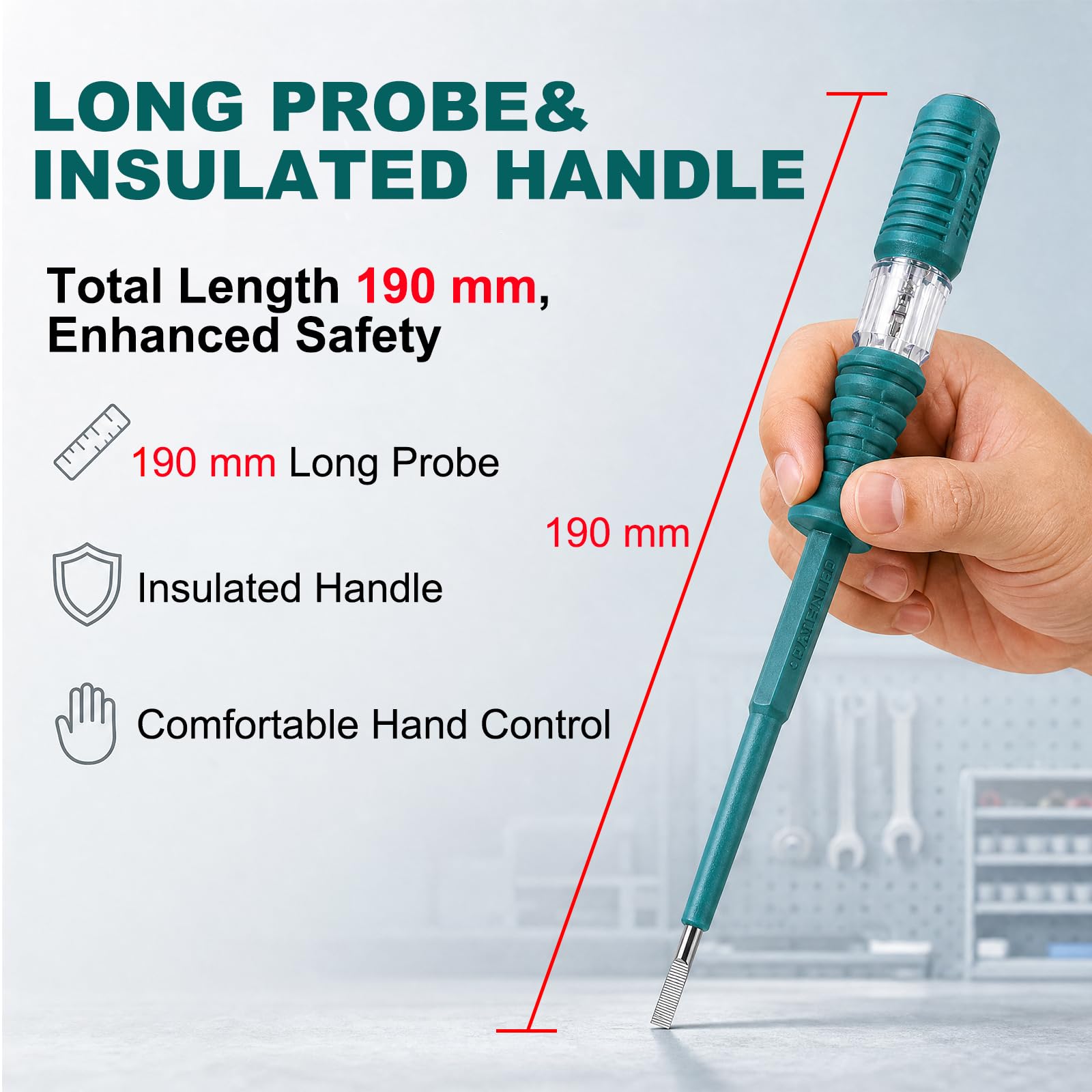 TOTAL Voltage Tester Screwdriver 100-500V AC | 2-in-1 Phase Tester & Slotted Screwdriver | Insulated Electric Tester Pen | Durable & Easy to Use for Home & Electricians — Amazon image 6