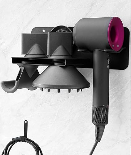 Dysolve Soporte de pared para secador de pelo Dyson Supersonic Airwrap, soporte para secador de pelo, accesorios de almacenamiento para baño y salón