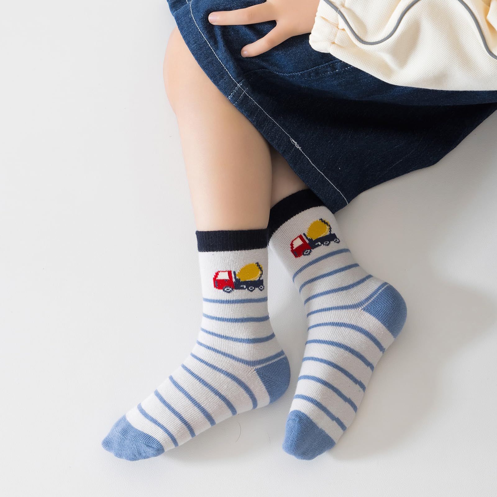 10er Set Lustige Cartoon-Kindersocken aus Baumwolle - Unisex Baby & Kleinkinder Socken für Jungen und Mädchen, Atmungsaktiv Jahreszeitübergreifend mit Comic-Motiven