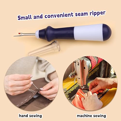 Miniatura 7 de Juego de 5 piezas de desgarrador de costuras de agarre ergonómico, juego de desgarradores de costuras azules para coser, herramienta de eliminación