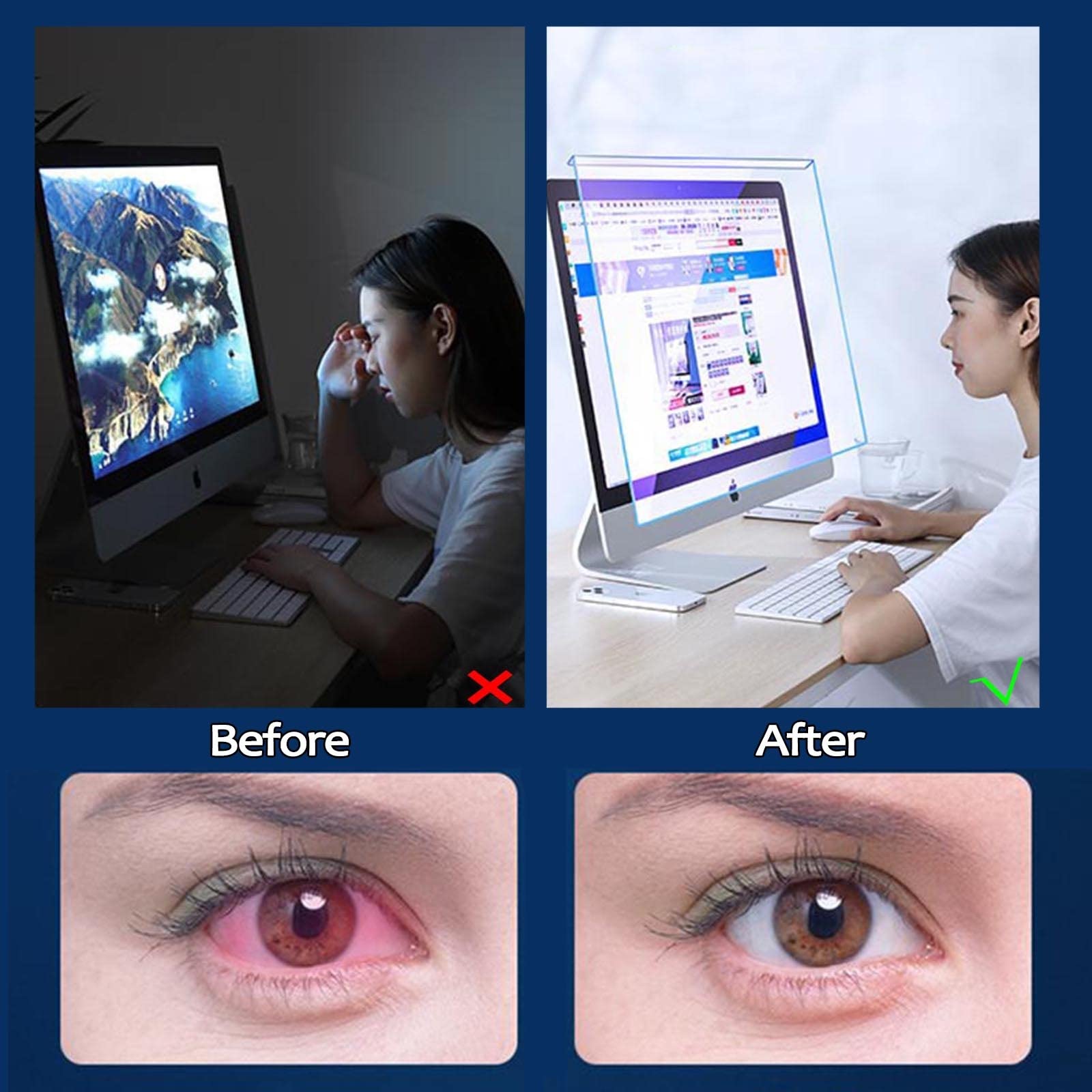 Filtro de privacidad para monitor de ordenador, Filtro de privacidad for computadora de alta claridad, protección ocular antideslumbrante, colgante de 12,5 a 27,1 pulgadas(17in/43cm)