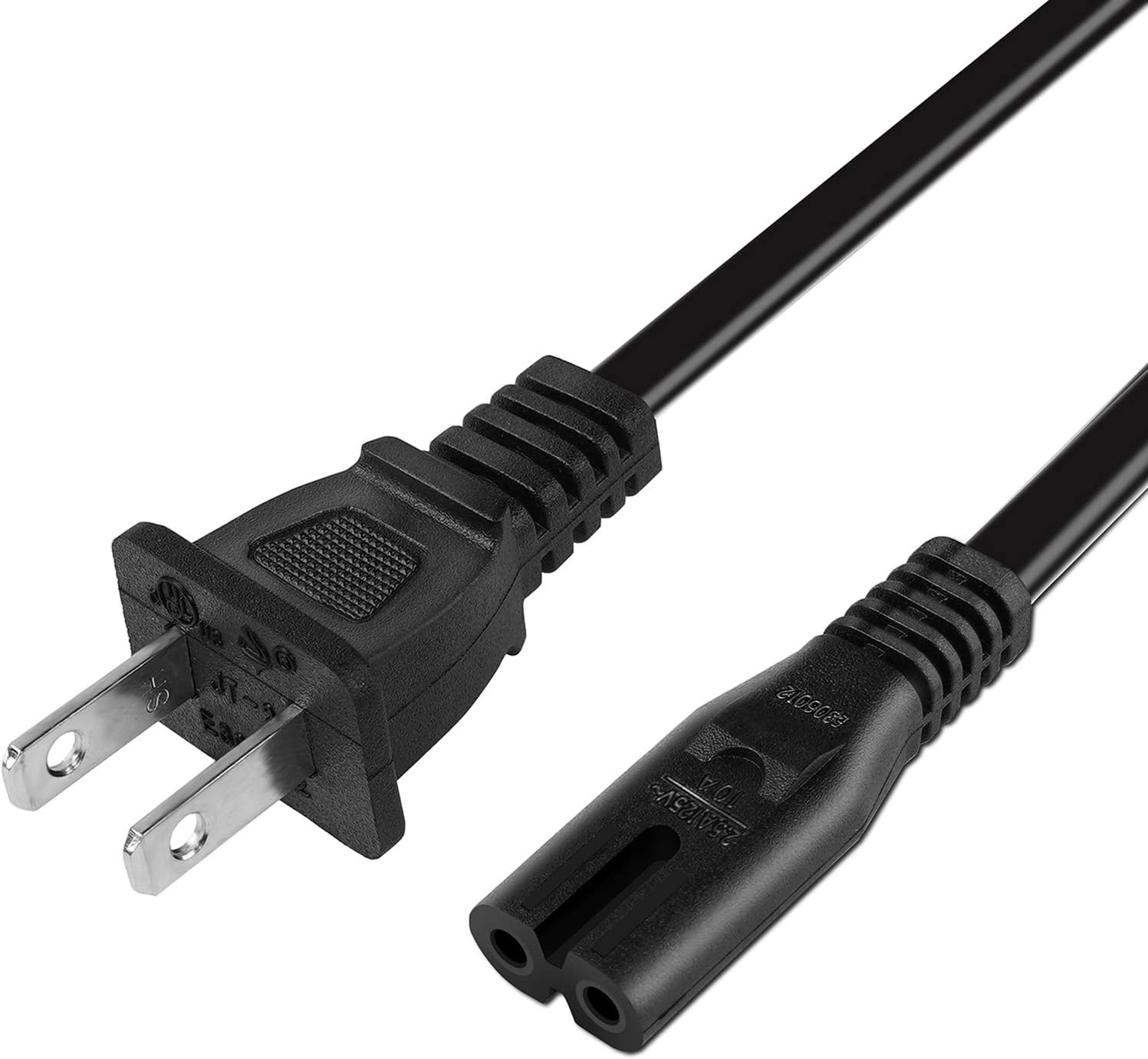 2 Prong Power Cord Compatible with Epson Workforce/Stylus/Ecotank Printer, WF-2520 WF-3620 WF-M1560, ET-2720 ET-2750 ET-2650 ET-m1120 ET-m1170 ET-3760 ET-3750 ET-2760 and More