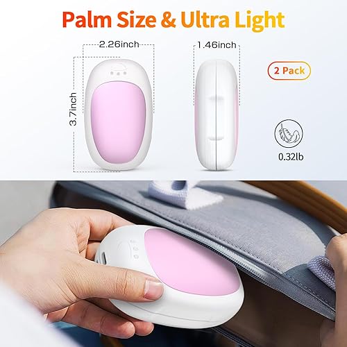 Miniatura 4 de Calentadores de manos recargables, paquete de 2, calentador de manos eléctrico reutilizable, 4000 mAh, calentador de bolsillo portátil USB,