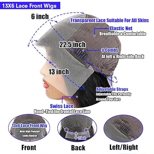 image for GRQGRQ 30 Inch 13x6 Lace Front Wigs Human Hair Wig 200% Density Body W