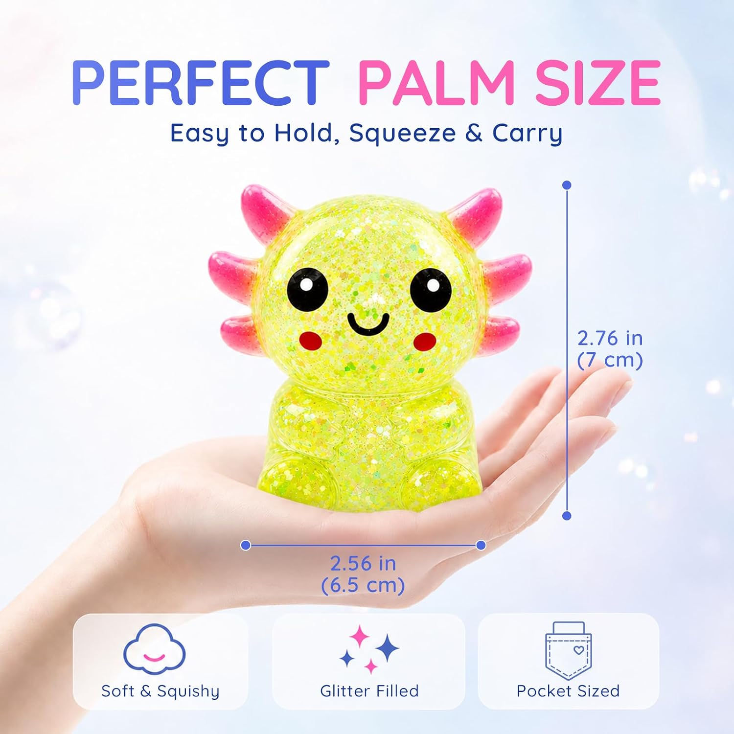 Cute Squishy Stress Relief Toy, Glitter Fidget Toys (Yellow) image 2