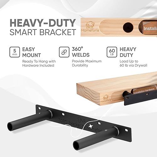 Vista 43 de Homeforia Estantes flotantes de madera de 36 pulgadas, estante flotante grande de madera natural maciza de alta gama de 36 pulgadas, estantes