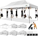 COBIZI 10x20 Heavy Duty Pop up Canopy Tent with 6 sidewalls Easy Up Commercial Outdoor Wedding Party Tents for Parties All Season Wind & Waterproof Gazebo Roller Bag, White(Frame Thickened)