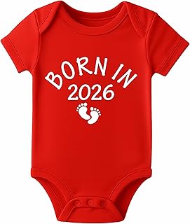 Dearglad Newborn Baby Romper – Born in 2026 Printed Baby Onesie | Pure Bamboo Cotton Interlock | Soft &amp; Breathable Infant ...