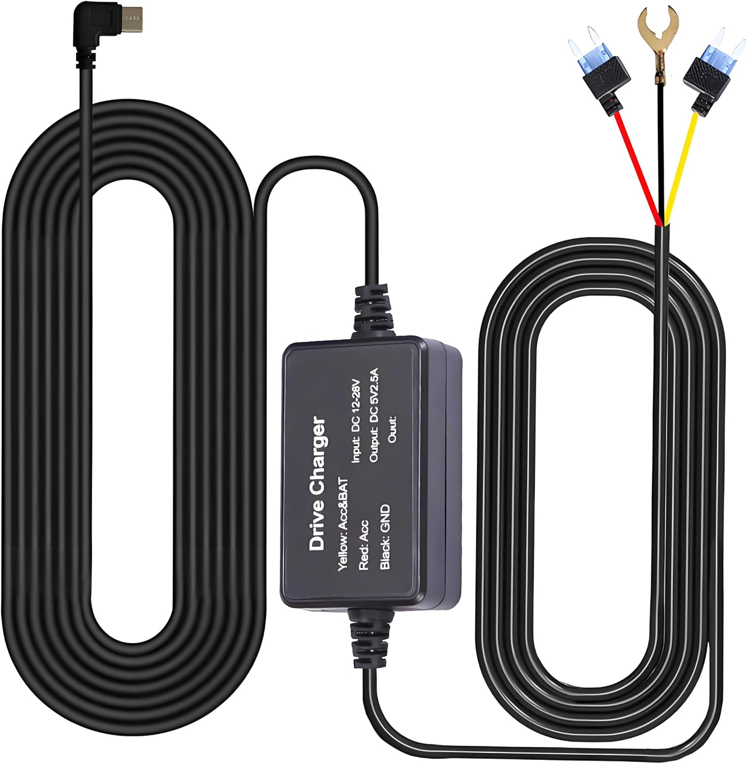 MAYWILLA Dash Cam Acc Hardwire Kit,USB Type C 12V-24V to 5V/2.5A Car Dash Camera Charger Cable Low Voltage Protection 24h Parking Surveillance with Fuse Tap for Car Dashcam, GPS, Radar-11.5FT