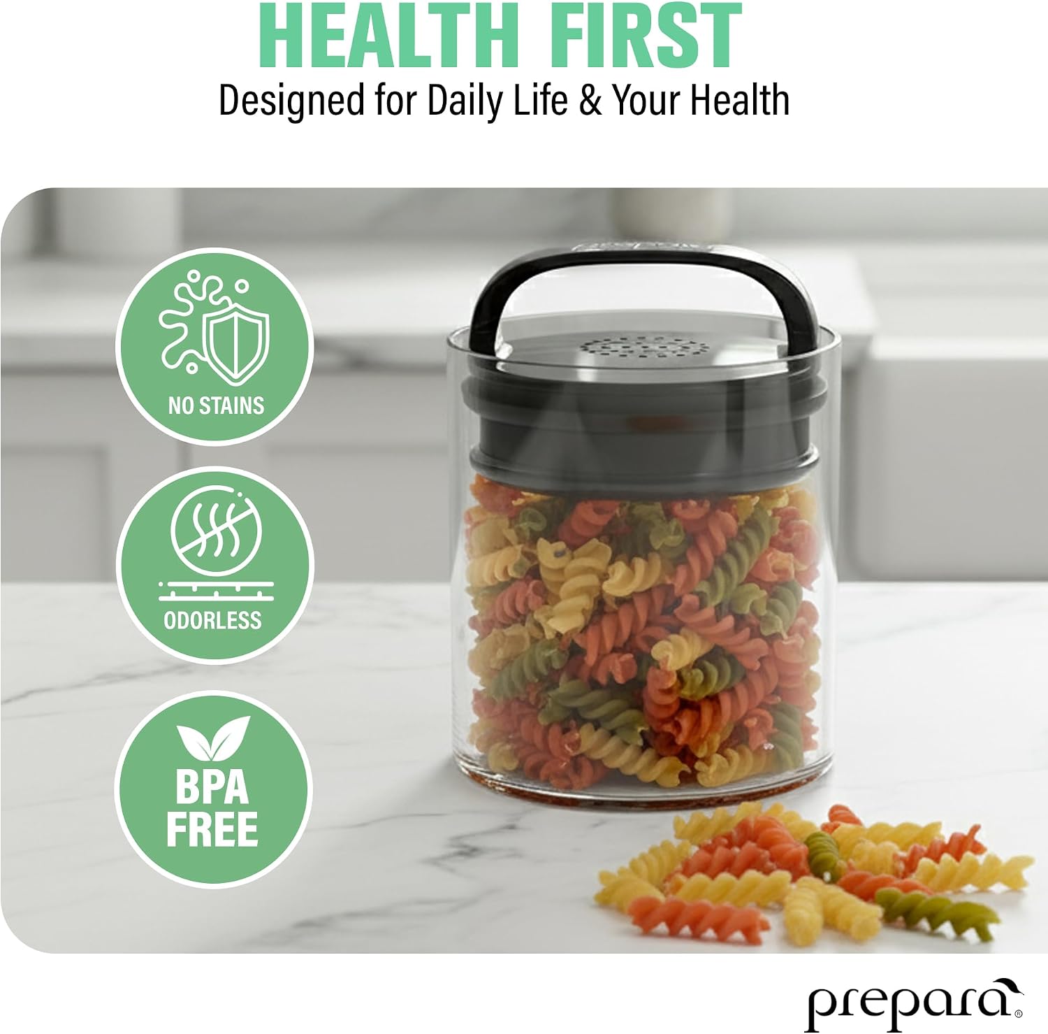 Prepara Evak Fresh Saver Small Short - Clear Black Handle, Set of 2