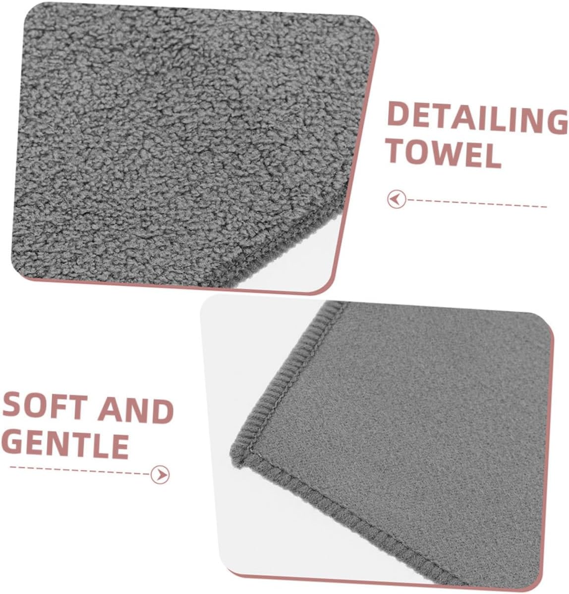 BETOOKY 2pcs Gray Microfiber Car Care Towels 30x30cm Thick Double-Sided Absorbent Car Wash and Drying Cloths for Interior and Exterior Auto Detailing