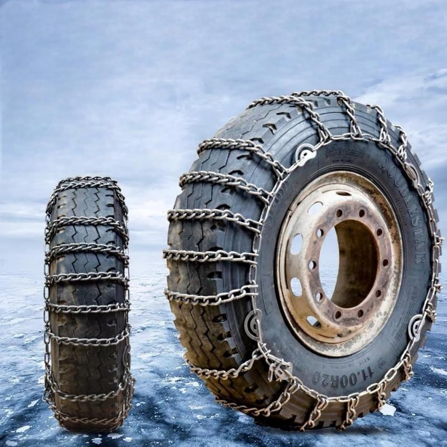YAGOLD Tire Traction-2pcs Snow Chains for Semi Trucks Snow Chains for Tires Universal Metal Tire Chains for SUV Trucks Pickup Trucks Semi Trucks Van Trucks ATV Light Truck 235/75R17.5 9mm 295/70R22.5
